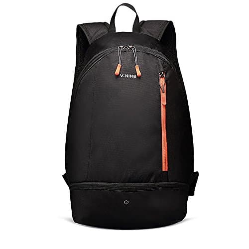 Esilife Sports Backpack, Gym Rucksack, Travel Bag with Shoes Compartment, Lightweight, Waterproof, 20L, Black