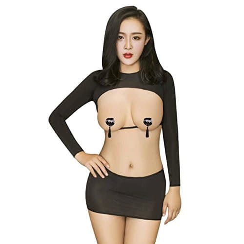 FLH Attractive Underwea Open The Buttocks Underwear Uniform Temptation Three-point Suit Erogenous