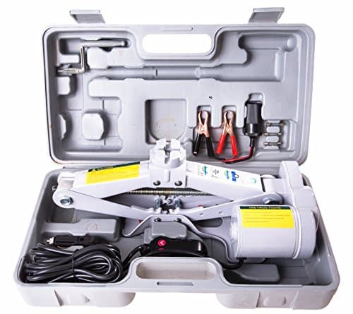 2T 12 V electric scissors jack with lifting height of 12 cm - 35 cm in grey colour