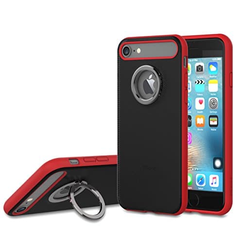 iPhone 7 Case,OPAI Ring Holder Kickstand Ring Stand Ring for Phone Non-slip Anti-Drop [Shock Absorbent] Dual Layer Defender Case Cover for iPhone 7 (Red)