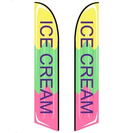 10ft Feather Banner - Ice Cream (Double-Sided, Poles and Cross Base Included) - Style 3