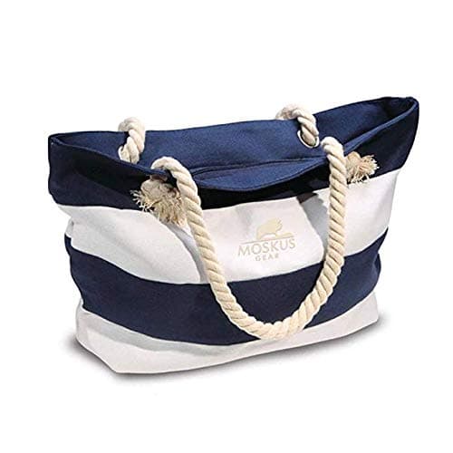 Tote Bag from Moskus Gear Beach Bag with Inner Zipper Pocket and Pocket for Ipad and Bonus Dry Pouch