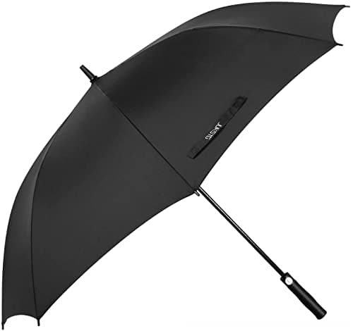JUKSTG 10 Ribs Auto Open and Close Windproof Waterproof Travel Umbrella Portable Umbrella with Ergonomic Handle, Black