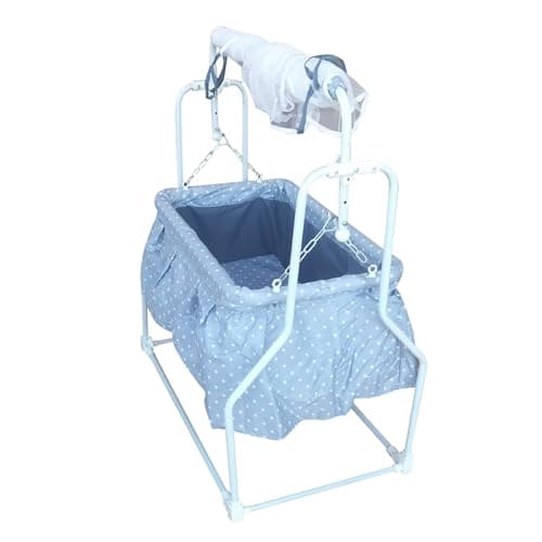 TOFO Metal New Born Baby Cradle Bassinet Swing With Hidden Wheel Design (Grey) (Grey)