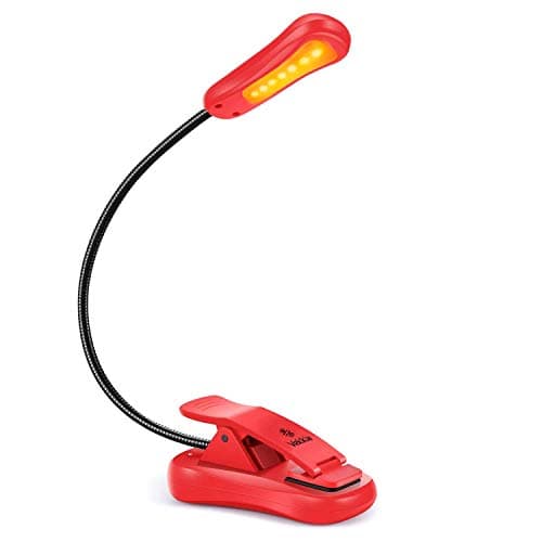 Vekkia Amber Rechargeable Book Light,Blue Light Blocking Reading Light (Red)