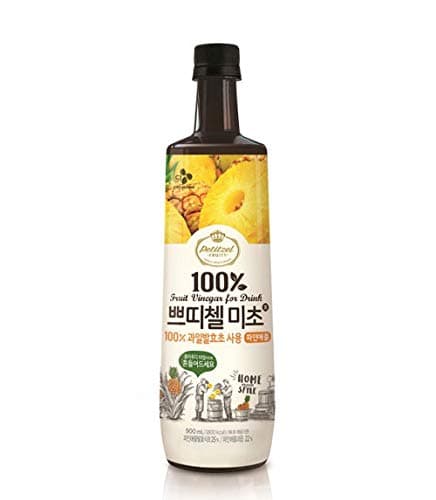 Fruit Vinegar Drink Bottle(900ml, 30.43 Fl Ounces), Petitzel Micho Collection; CJ 쁘띠첼 미초, 마시는 식초 | Pineapple(파인애플)