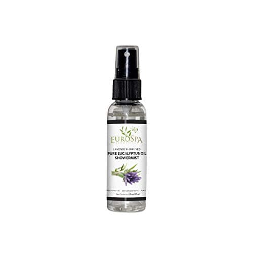 EuroSpa Aromatics Pure Eucalyptus Oil ShowerMist and Steam Room Spray, All-Natural Premium Aromatherapy Essential Oils - Lavender Infused, 2oz