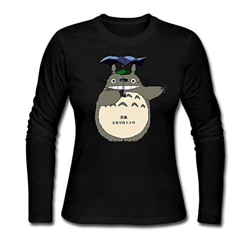MENEO Women's Studio Ghibli My Neighbor Totoro Long Sleeve T-shirt Black L