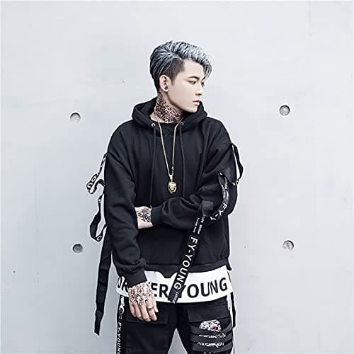 DUDHUH Mens Hoodie Fashion Pullover Letter Print Tracksuit Techwear Casual Coat Hip-Hop Sweatshirt