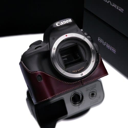 Gariz Genuine Leather XS-CH100DBR Camera Metal Half Case for Canon EOS 100D Rebel SL1, Brown