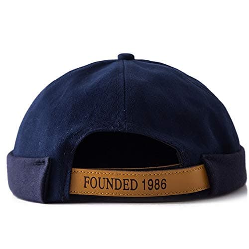 Sailor Cap Brimless Hat Brim-Less Unique Street Casual Cotton Hat Cap Navy Blue