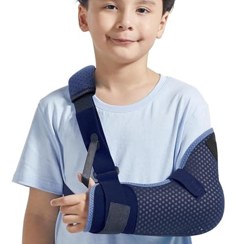 Velpeau Kids Arm Sling Shoulder Immobilizer with Waist Strap -Ventilated & Breathable Support Brace for Children, Boys, Girls (Mesh-Blue, Left, 2XS)