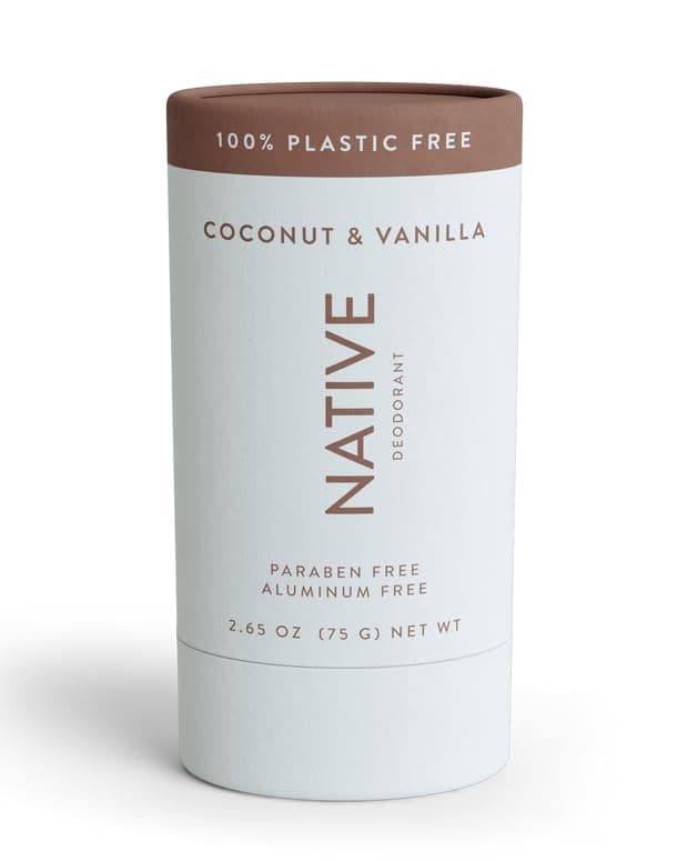 Native Plastic-Free Deodorant | Natural Deodorant for Men and Women, Aluminium Free with Baking Soda, Probiotics, Coconut Oil and Shea Butter | Coconut & Vanilla