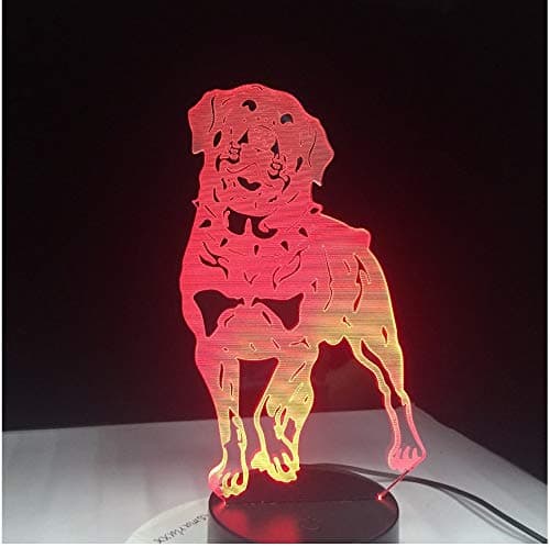 Eqwr Rottweiler 3D Dog Lamp Animal Lights Desk USB Led Night Lights Kids Gift Touch Sensor Nightlamp for Bedside Birthday Gift