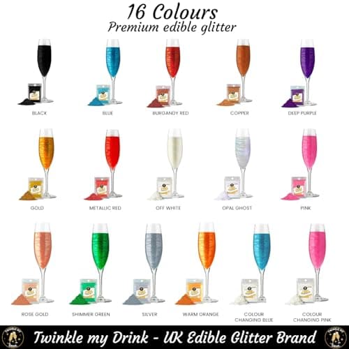 Twinkle my Drink® Colour Changing Edible Glitter | Fun Gender Reveal Edible Glitter for Drinks | Baby Shower Party | 5g Packet 25 Servings (Blue)
