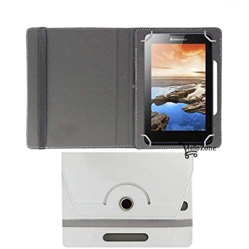 Hello Zone with Free Sim Adapter Kit BaSlate 73S 360° Rotating 7” Inch Flip Case Cover Book Cover -White