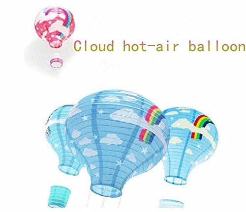 Set of 5/10 Rainbow Hot Air Balloon paper lanterns Lights Christmas String Lights for Outdoor, Patio, Garden, Holiday, Party, Wedding(25cm) (5)