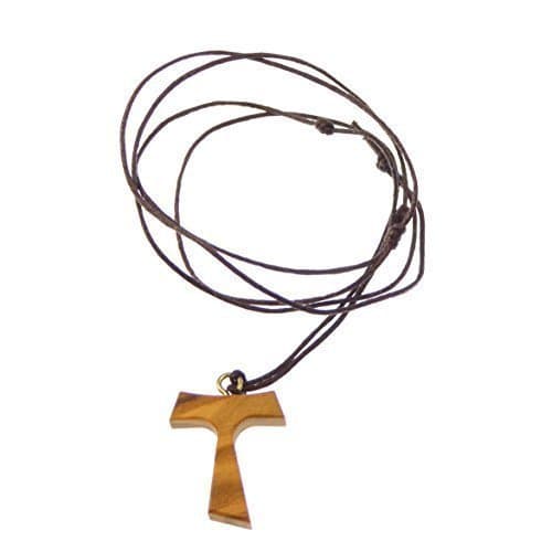 GTBITALY 10.446.90 Lac Necklace Cross Tau 3 cm Saint Francis Assisi Olive wood Peace Communion