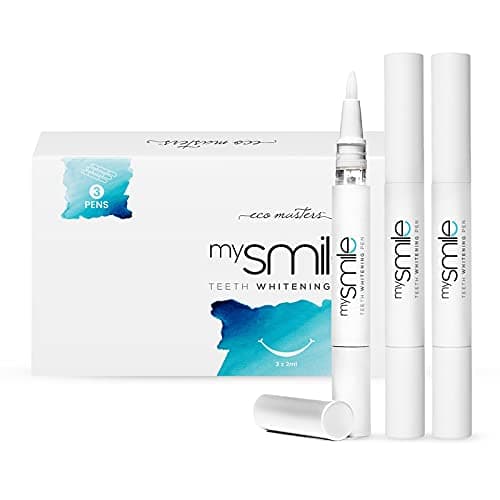 mysmile Teeth Whitening Gel Pen (Pack of 3) - Hydrogen Peroxide Free Natural Whitener Pens for Instant Whitening for A Bright White Smile, Professional Oral Cleaning Formula, Dental Care from Home