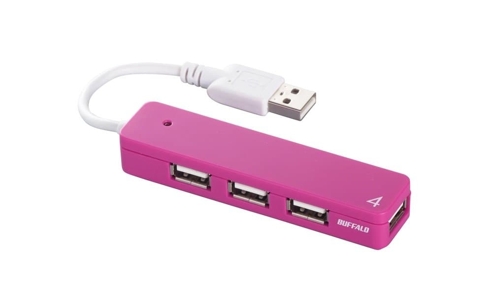 iBUFFALO USB2.0Hub Bus Power 4 Port Pink [PlayStation4, PS4, PS3 Verified] BSH4U06PK