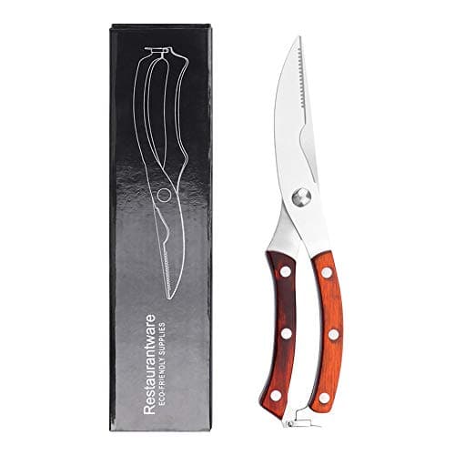 Yitual Kitchen Shears, Poultry Shears, Good Grips, Anti-rust, Heavy Duty Stainless Steel Multipurpose Ultra Sharp Utility Scissors with Wooden Handle and Safety Clip, Dishwasher Safe