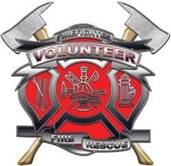 Weston Signs 12" Volunteer Firefighter Red Maltese Cross Decal with Axes Reflective