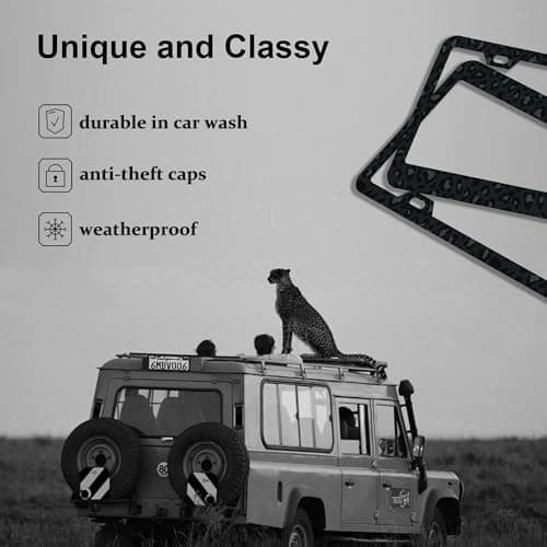 Black Leopard Print Printing License Plate Frames，Leopard Car Accessories for Women & Men,Cute License Plate Holder,Black Leopard Print Lover,Fits Standard US Vehicles Size 12.2 x 6 Inch
