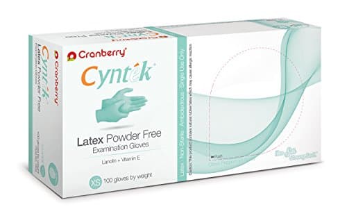 Cranberry USA CR7835 Cyntek Latex Powder Free Exam Gloves, X-Small, Green (Pack of 100)