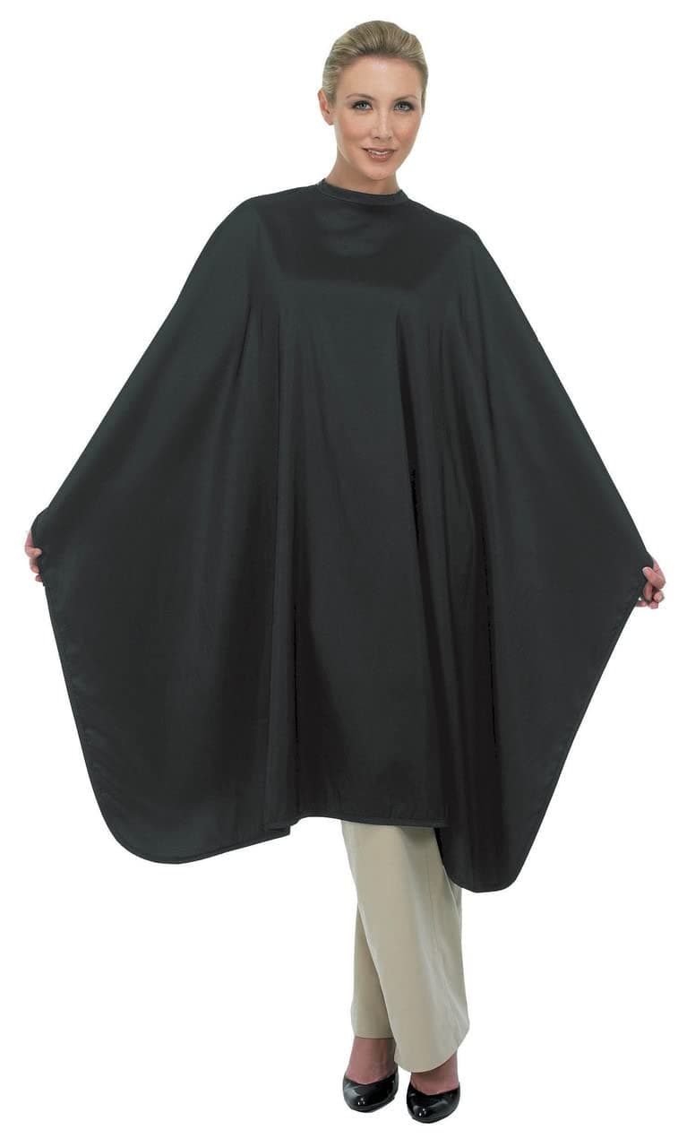 (Set of 6) Salon Barber Hair Cutting Capes, Oversized 50" X 60" In ASHEN BLACK Fabric, USA Made Gavson Classics