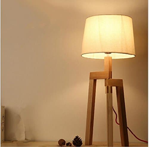 YanCui@ Lighting decorative Utility Table Lamp 5W Modern Continental Indoor Bedroom Study Bedside Table Lamp Logs Solid wood Fabric Table Lamp , warm white