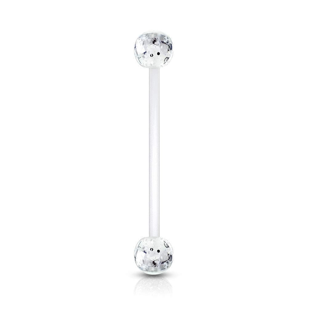 LovepiercingPregnancy Belly Bar with Sequins and Sequins for Babies - Long Bar - Acrylic Pregnancy Bioflex Grazia - White, Acrylic