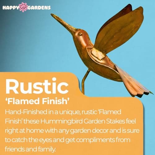 Ancient Graffiti Flamed Copper Hummingbird Garden Ornament