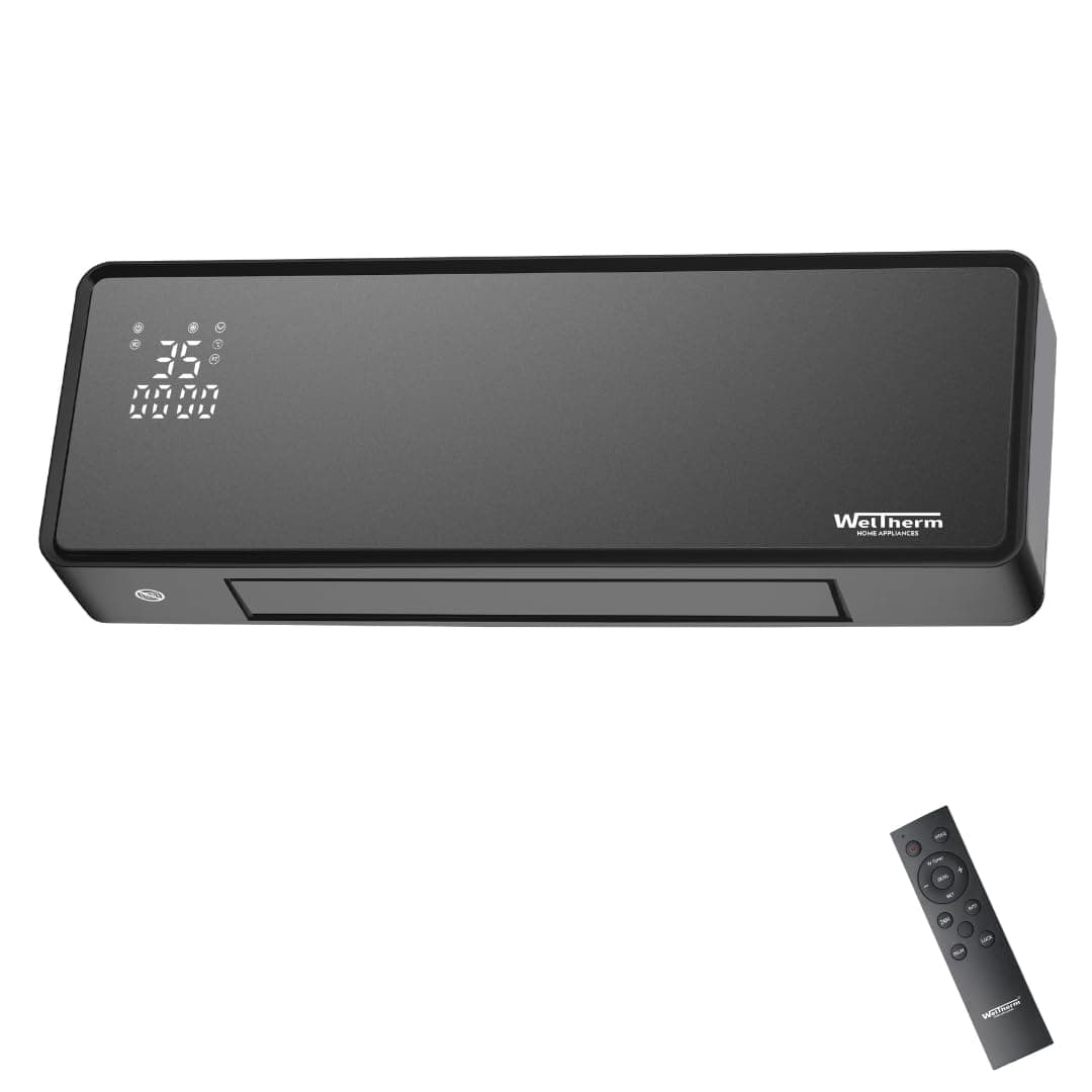 WelTherm Wall Heater Octane+ with ERP Standard| Toughened Glass Front Panel & Glim LED display Octane+ 1000/2000 watts | Wall Mounted Room Heater. |
