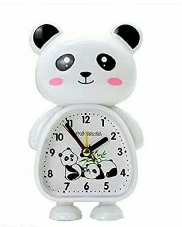 ARTLABEL Plastic Cute Panda Cartoon Theme Teddy Bear Desk Alarm Clock for Kids, Students (Multicolour, 17 x10 x 4cm) (Panda (Black & White))