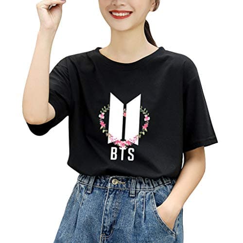 Unisex Kpop BTS Map of The Soul Persona T-Shirt Crop Top Jung Kook Jimin RM JIN JH Suga Women Teen (Black,L)