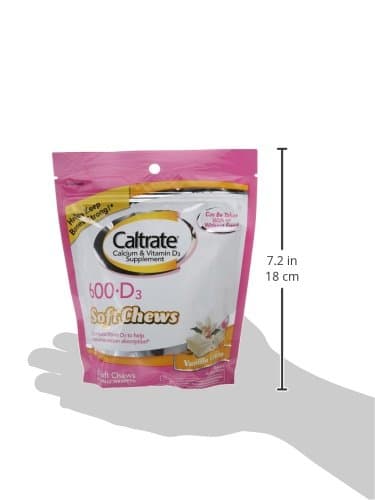 Caltrate 600+D3, Calcium and Vitamin D3 Supplement Soft Chews, 600mg (Vanilla Crème Flavor, 60 Count)