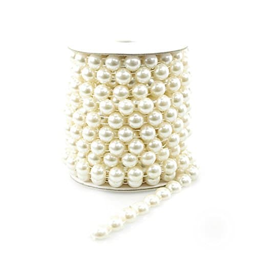 Homeford Firefly Imports Plastic Flat Pearl Bead Strand Ribbon, 10mm, 10 Yards