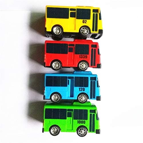 ZIETNAL Diecasts & Toy Vehicles - 4pcs/Set Korean Cartoon TAYO The Little Bus Araba Oyuncak Car Model Pull Back Toy Car Kids Brinquedo Birthday Gift Door Can Open 1 PCs