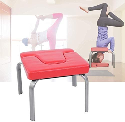 Estink Yoga Headstand Chair, Yoga Chair Headstand Inversion Bench Headstander Fitness Kit Red- Ideal Chair for Practice Head Stand, Shoulderstand, Handstand and Various Yoga Poses-Perfect for Both B