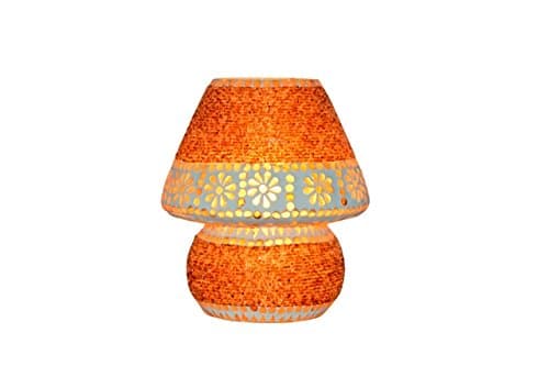 Lamps and Light, Glass and Beads, New Mosaic Table / Desk Lamp Shade, Indoor Light in Glass, 19 x 19 x 22 cm, Brown [Energy Class A++]