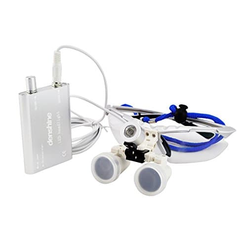 Carejoy Dental 3.5x 420mm Surgical Binocular Loupes + Head Light Lamp, Shipping From US (SILVER SET)
