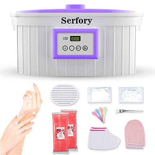 Paraffin Wax Machine for Hand and Feet, Serfory 5000ml Paraffin Wax Warmer Quick-Heating Paraffin Bath with Refill Thermal Mitts Gloves Silicone Brush for Smooth and Soft Skin(2019 Upgrade)