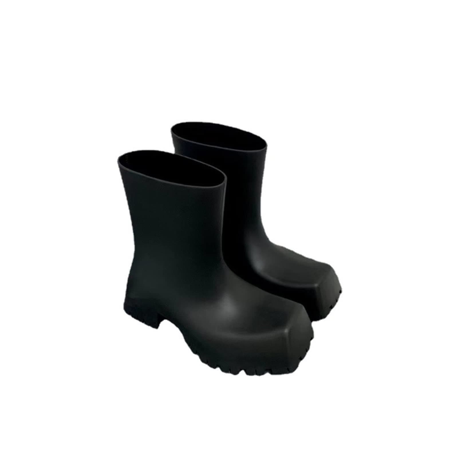INGVY Rain Boots For Women Thick Platform Rain Boots Black Women's Water Shoes (Size : 39)