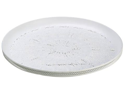 Arcadia Silk Plantation 1.5" Hx18.9 D Laced Tin Plate Antique White (Pack of 4)