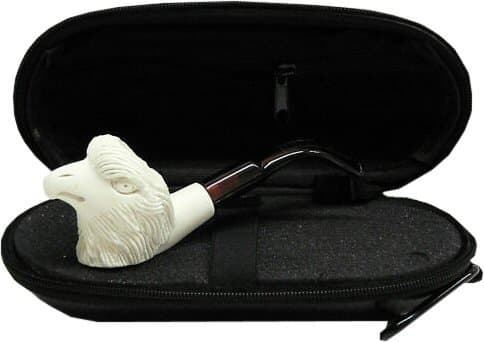 Eagle Head Meerschaum Pipe with Zippered Hard Cover Case