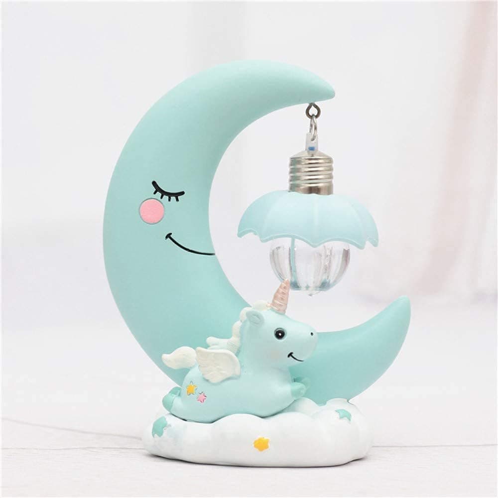 Unicorn Moon Night Light, LED Night Light Cartoon Nursery Lamp for Decorating Birthdays, Christmas, and Other Parties, Best Gift for Children Kid Girl (Pink，Blue）