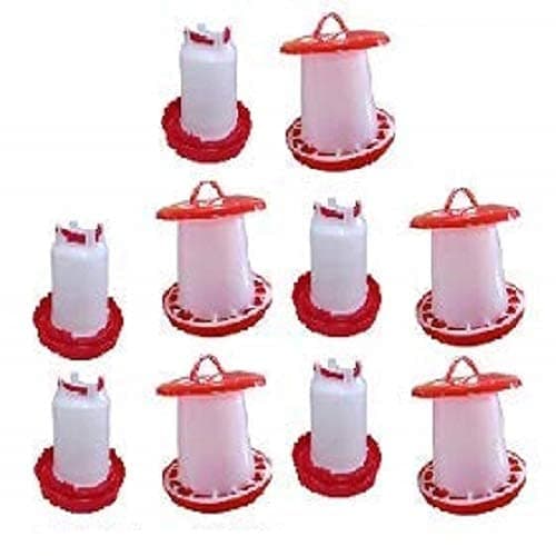 METRO IMPEX Plastic Hanging Poultry Feeder Drinker for All Type Birds | 5 Drinker & 5 Feeder (Pack of 5)