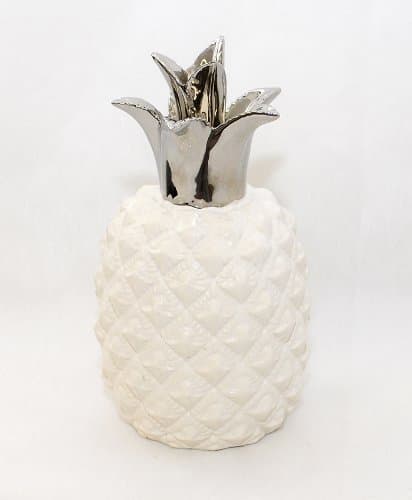 Various items in ceramic pineapple white silver large 14x25 cm Bianco