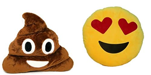 A Set Of Emoji Cell Phone SMS Emoticon Cushion Soft Throw Pillow Plush Toy (Poop + Heart Eyes Emoji)
