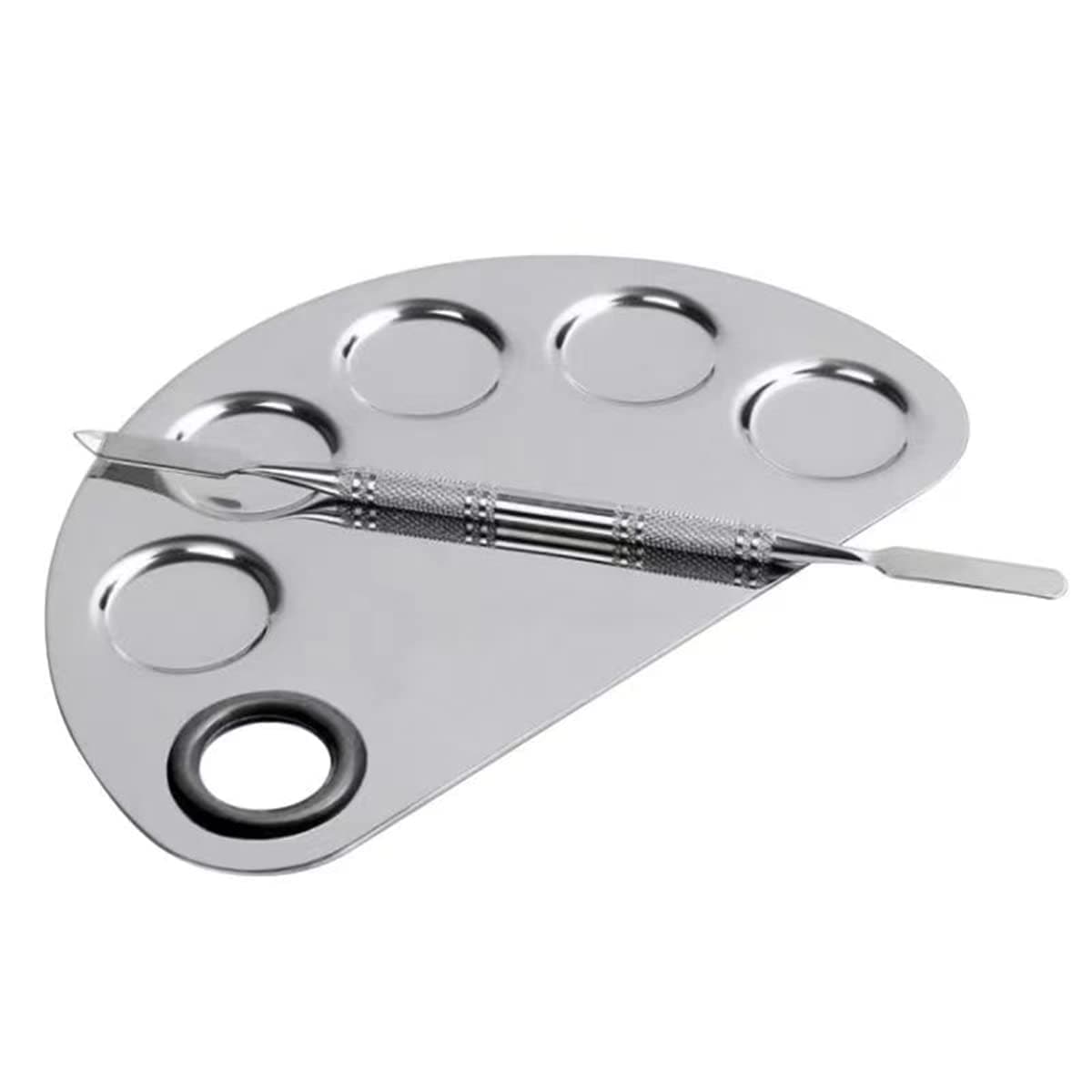 Professional Makeup Palette And Spatula, Upgrade Mixing Make Up Palette, Stainless Steel Cosmetic Palette With Spatula For Mixing Makeup Cosmetics Or Nail Art